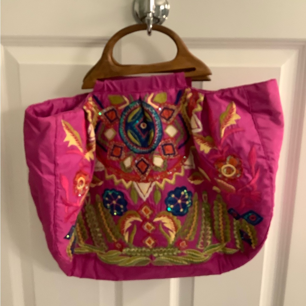 Moyna embroidered boho tote purse from NANTUCKET - Picture 2 of 14